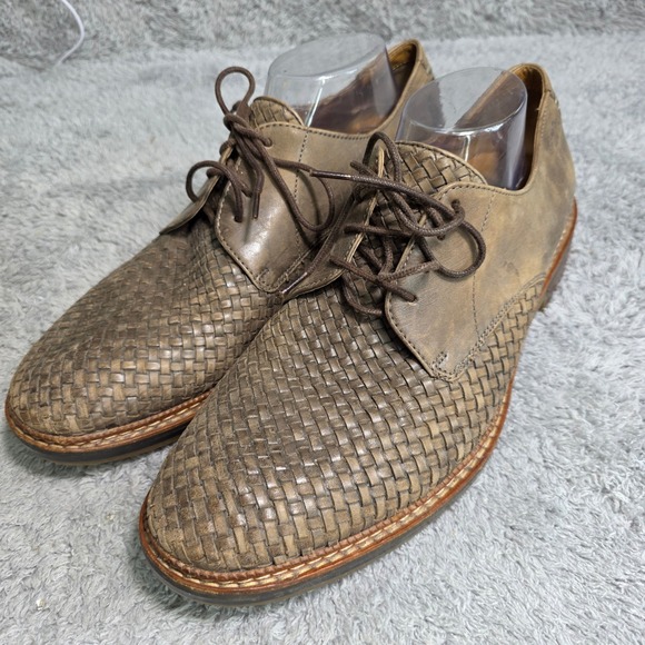 Clarks Basketweave Woven Leather Derby Shoes Brown Lace Up Mens 11M EXC10.5